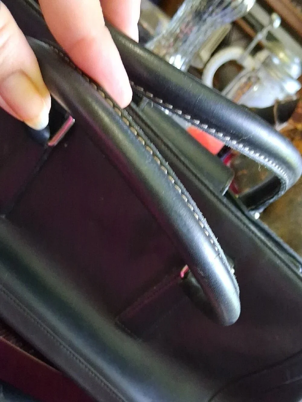 Coach Black Leather Satchel with Silver Hardware Accents